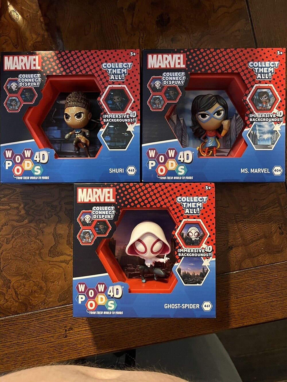 MARVEL WOW PODS 4D GHOST-SPIDER # 461 Sheri 463 Ms.Marvel 404 3pc Collection
